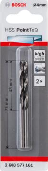 Urbis metālam PointTeQ 4 x 43 x 75 mm , 2 gab., Urbjmašīnām/skrūvgriežiem POINTTEQ HSS SPIRĀLVEIDA URBIS, 2608577161, BOSCH (2608577161)