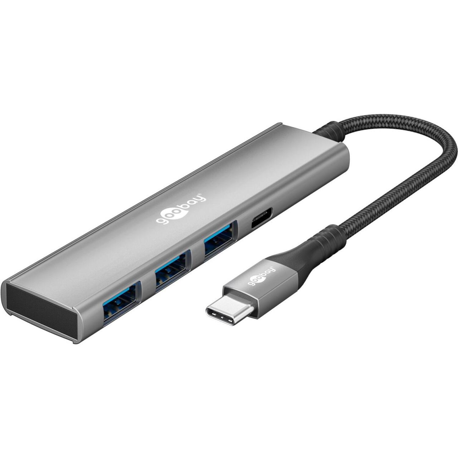Goobay 76562 USB-хаб, 4 порта, USB-C на USB-C/USB-A, 5 Гбит/с, светло-серый (76562)