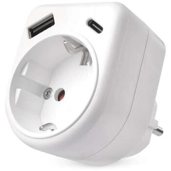 Emos Адаптер P0075, 1×, 1×USB-A 5V/2,4A/12W, 1×USB-C 5V/3A/15W, 3680W, IP20, защита от детей (P0075)