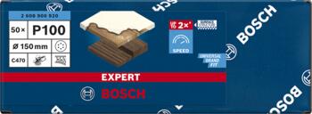 C470 smilšpapīrs 150 mm G100, 50 gab, Ekscentra slīpmašīnām, ekscentra slīpmašīnām ar putekļu maisu EXPERT C470 SLĪPDISKI, 2608900920 BOSCH (2608900920)