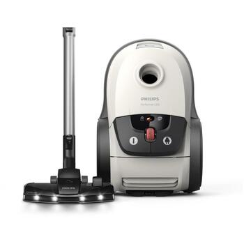 Philips цилиндрический пылесос XD8142/12, 900 Вт, 4 л мешок для пыли, HEPA фильтр, уровень шума 75 дБ, белый (XD8142/12)