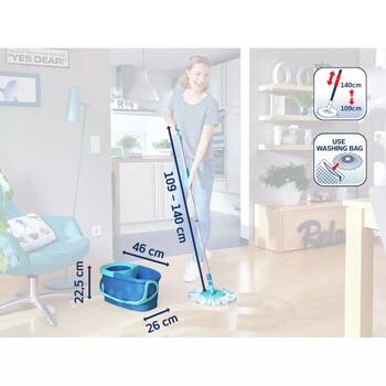 LEIFHEIT Rotation Disc Mop Ergo набор для уборки пола, 1055414, 1L, 360°, регулируемая ручка, микрофибровая швабра (1055414)