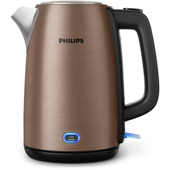 Philips Чайник HD9355/92, мощность 1900 Вт, объем 1.7 Л, нержавеющая сталь, без проводов, функция поддержания тепла (HD9355/92)