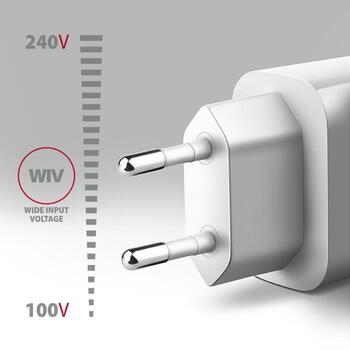 Axagon lādētājs ACU-QC18W 18W 1xUSB-A QC3.0, Ieejas spriegums 100-240V, Aizsardzība pret pārslodzi, Pārkaršanu, Pārspriegumu (ACU-QC18W)