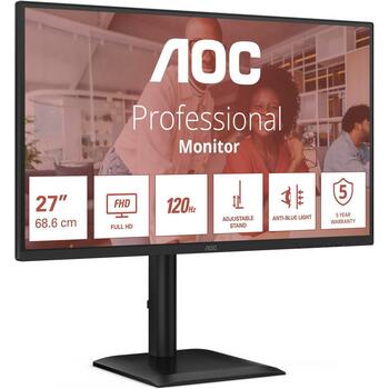 Aoc LCD monitors 27E4U 68.6 cm 1920 x 1080 FHD, 120 Hz, IPS, regulējams statīvs, USB centrmezgls 3.2 Gen 1, VESA montāža (27E4U)
