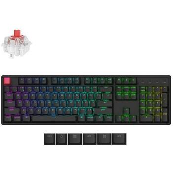 Keychron K10 QMK V2 bezvadu mehāniskā klaviatūra 100% 2.4GHz Bluetooth USB-C 1000Hz Hot-Swap RGB melna K10X-J1 (K10X-J1)