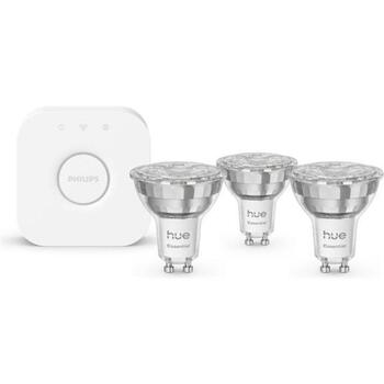 Philips Hue Essential Starter Kit E WCA 345 GU10 3kit EU, 3×GU10, 3W, 345lm, 2200-6500K, 16 млн цветов, белый и цветной свет (8721103103710)