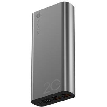 Navitel Lādētājs-akumulators PWR20 AL Silver, 20000mAh, 3.7V, 22,5W, USB-C 5V 2,6A, 9V 2A, 12V 1,5A, Mikro USB 5V 2A (PWR20 AL Silver)
