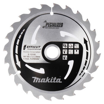 T.C.T. Zāģripa kompozīt materiālam 165X1.5X20mm 15° T24 EFFICUT, E-12217 MAKITA (E-12217)