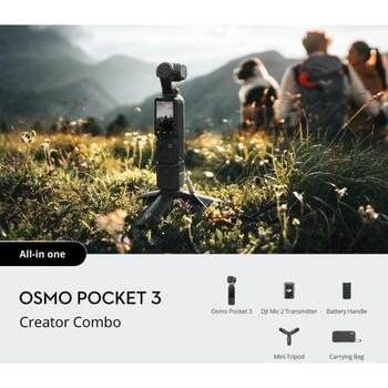 Dji tīkla kamera CP.OS.00000302 1 collu CMOS, 4K/120fps, 2'' displejs, 1300 mAh akumulators, 2 x digitālā tālummaiņa (CP.OS.00000302)