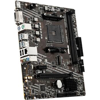 Msi Dēlis A520M-APRO, AM4, DDR4 līdz 4600 MHz, 2 DIMM, 1 x PCI-E 3.0, 4 x SATA III, 1 x HDMI, 1 x DVI-D, 7.1 audio (A520M-APRO)