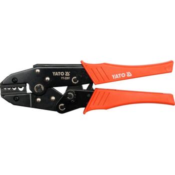 Yato Gofrēšanas knaibles YT-2297, 220mm, 1.5-10mm2, 20~8 AWG, oglekļa tērauds, melnināta virsma, PP rokturi, sprūdrata mehānisms (YT-2297)