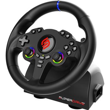 Subsonic Stūre ar pedāļiem SA5720-2, 180°, 22cm, 2 pedāļi, vadu savienojums, divkāršs vibrācijas motors (SA5720-2)