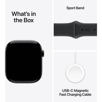 Apple Умные часы Series 11 MFC24ET/A, 46mm, 64GB, Аккумулятор, GPS, LTE, Черный спортивный ремешок, 24ч работы от аккумулятора (MFC24ET/A)