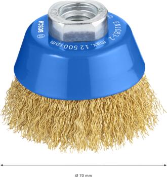 Stiepļu suka D 70 mm, Mazām leņķa slīpmašīnām PRO METAL CLEAN STIEPĻU SUKA, 1608614020, BOSCH (1608614020)