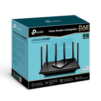 TP-Link Archer AXE75 беспроводной маршрутизатор, AXE5400, 6 ГГц 2402 Мбит/с, 5 ГГц 2402 Мбит/с, 2.4 ГГц 574 Мбит/с (ARCHERAXE75)