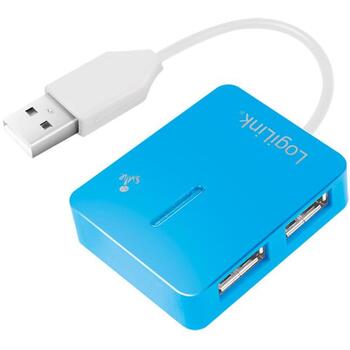 Logilink USB centrmezgls UA0136, 4x USB 2.0, 480 Mbit/s, zils, USB barošana, aizsardzība pret pārstrāvu (UA0136)