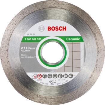Dimanta grieš. disks Keramikai,110x22x1,6x7,5, Mazām leņķa slīpmašīnām DIMANTA GRIEZĒJDISKS STANDARD FOR CERAMIC, 2608602535, BOSCH (2608602535)