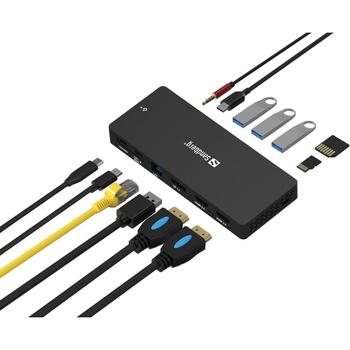 Sandberg USB-C 13in1 док-станция Pro 136-61, 100W, 2xHDMI, 1xDP, 3xUSB 3.0, 1xUSB-C 3.1, 1xRJ45, 1xAudio, 1xSD, 1xMicroSD (136-61)