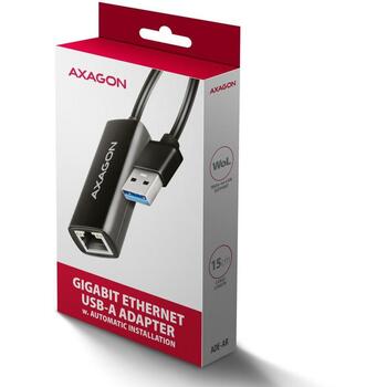 Axagon Сетевой адаптер ADE-AR 1000 Mbit/s, USB 3.2 Gen 1, Realtek RTL8153, RJ-45, Plug and Play, черный (ADE-AR)