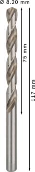 HSS-G urbji metālam 8,2mm 5gab., Urbjmašīnām/skrūvgriežiem PRO METAL HSS-G STANDARTA SPIRĀLVEIDA URBJA GARUMS, 2608585509, BOSCH (2608585509)