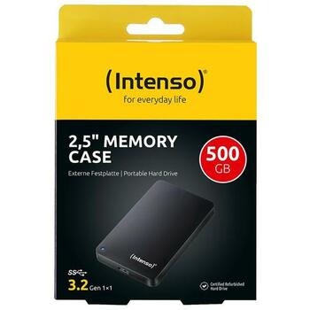 Intenso HDD 6021530 500 ГБ, 2.5 дюйма, 5400 об/мин, 8 МБ кэш, USB 3.2 Gen 1, черный, сертифицированный восстановленный (6021530)