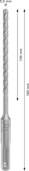 Triecienurbis SDS plus-5X 5.5x100x160 ,mm 1 gab., Perforatora urbjiem PRO SDS PLUS-5X TRIECIENURBIS PERFORATORIEM, 2608833775, BOSCH (2608833775)