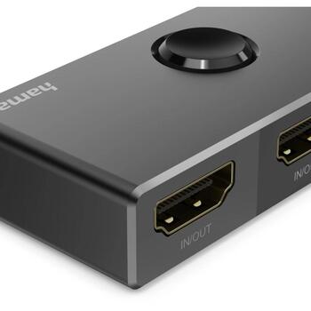 Hama HDMI переключатель 00205324, 2x2 HDMI, 7680×4320, 120Hz, ручное переключение, резиновая основа (00205324)