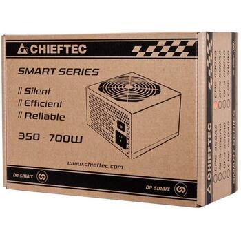 Chieftec Datora barošanas bloks GPS-400A8, 400W, 230V, 47-63Hz, 20+4 pin ATX, 3xSATA, 1x6+2 pin PCIe, melns (GPS-400A8)