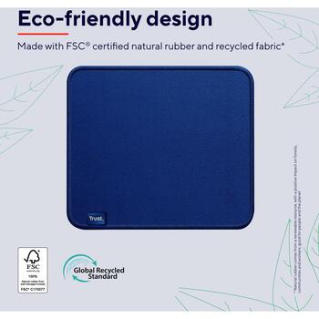 Trust коврик для мыши BOYE ECO/BLUE 24744, 250мм, 210мм, синий, монохромный, резина, прошитые края (24744)