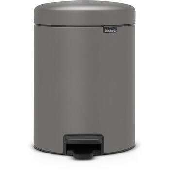 Brabantia NewIcon 126284 педальное ведро, 5л, нержавеющая сталь, непроницаемое для запаха, нескользящее основание (126284)