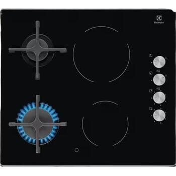 Electrolux газовая керамическая варочная панель EGE6172NOK, 580x510мм, 2 газовые конфорки, 2 электрические зоны, 230В, 3000Вт (EGE6172NOK)