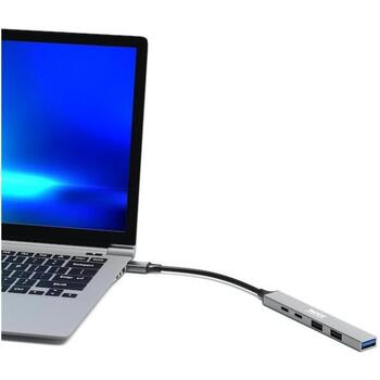 Port Connect USB centrmezgls 900163, 1xUSB-C, 1xUSB-C (jaudas piegāde), 2xUSB-A 2.0, 1xUSB-A 3.2, 100W, alumīnija korpuss (900163)