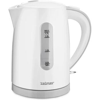 Zelmer ZCK7616S чайник, 71504445P, 2200W, 1.7л, пластик, скрытый нагревательный элемент, поворотное основание 360°, фильтр, STRIX (71504445P)