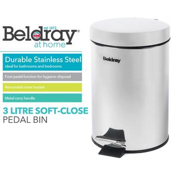 Beldray Miskaste LA038098SSPFEU7, 3 l, nerūsējošais tērauds, 16.8 cm, 24 cm, pakāpiena pedālis (LA038098SSPFEU7)