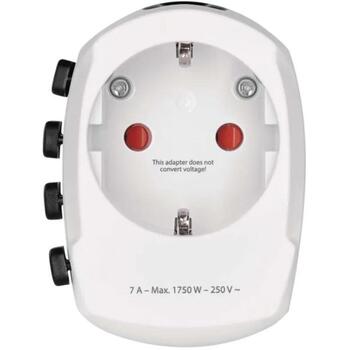 Emos Путевой адаптер P0056N, 250 V~/ 7 A max., 6 типов розеток, 3 типа вилок, белый (P0056N)