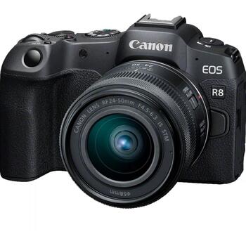 Canon Беззеркальная камера EOS R8 RF 24-50mm F4.5-6.3 IS STM 5803C013, 24.2 МП, ISO 102400, 3 '', Wi-Fi, видеозапись (5803C013)