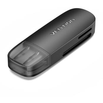 Vention кардридер CLFB0, USB 3.2 Gen 1, 2 слота, 5000 Mbit/s, поддержка 512 ГБ, черный (CLFB0)