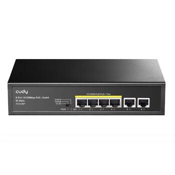 Cudy FS1006P сетевой коммутатор, 6 портов, 4×PoE+ 30W, 65W, 802.3af/at, 250m CCTV, watchdog, металлический корпус (FS1006P)
