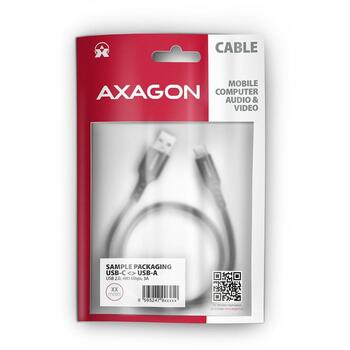 Axagon кабель USB-C к USB-A BUCM-AM15AB 1.5м черный, 3A, USB 2.0, USB-C мужской к USB-A мужскому (BUCM-AM15AB)