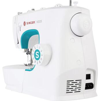 Singer Šujmašīna M3305, 23 dūrieni, 1 pogcaurums, balta, automātiska adatas vītņošana, brīvā roka (M3305)