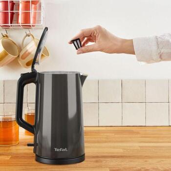Tefal электрический чайник KI583E, 2000 W, 1.5 L, нержавеющая сталь, 360° вращающаяся база, графитовый цвет (KI583E)