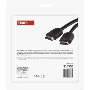 Emos Высокоскоростной HDMI 2.0 кабель A–A S10500, 5 м, 18 Гбит/с, 4K, Ethernet, ARC, поддержка 3D (S10500)