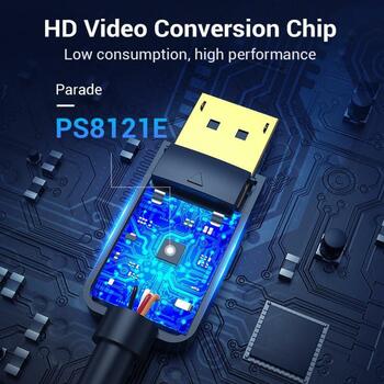 Vention DP НА DVI КАБЕЛЬ HAFBF, 2м, 5.2мм, 1080p, прямой разъем, алюминиевый миар фольга, ПВХ, медь, золотые контакты (HAFBF)
