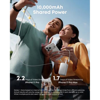 Супер компактный и мощный премиальный внешний аккумулятор 10000 mAh 45 W с USB-C PD и USB-A QC белый A1638H21 Anker (A1638H21)