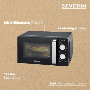 Severin Микроволновая печь 7781, 20л, 1000Вт, 10 уровней мощности, 8 программ, LED дисплей, гриль, разморозка, защита от детей (7781)