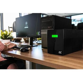 Green Cell UPS sprieguma stabilizators UPS02, 800VA, 480W, 9Ah, 2x Schuko, 1x RJ11, LCD, AVR, modificēts sinusoidāls (UPS02)
