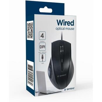 Gembird USB оптическая мышь MUS-4B-02, 1200 DPI, 4 кнопки, оптическая, эргономичный дизайн (MUS-4B-02)
