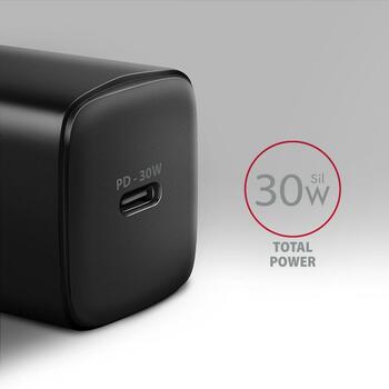 Axagon зарядное устройство ACU-PD30 30W, 1x USB-C, 100-240V, быстрая зарядка, защита от перегрузки, черный (ACU-PD30)