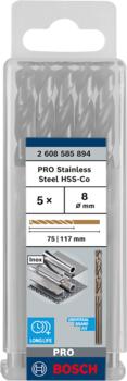 Urbjmašīnām/skrūvgriežiem PRO STAINLESS STEEL HSS-CO SPIRĀLVEIDA URBIS, 2608585894 BOSCH (2608585894)